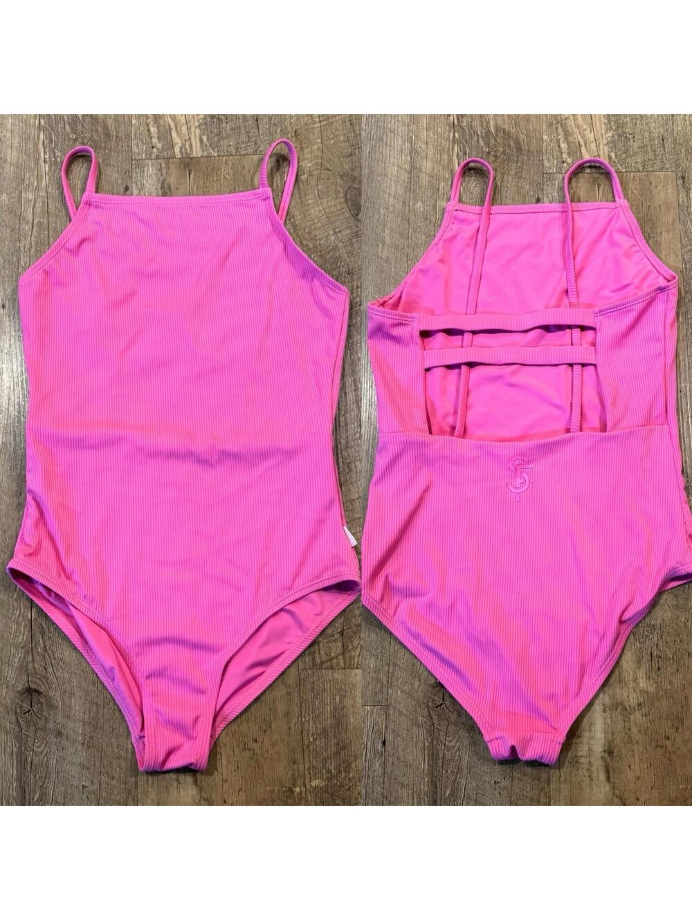 NWOT Seafolly Australia Kids One Piece Ribbed Swimsuit Pink 16